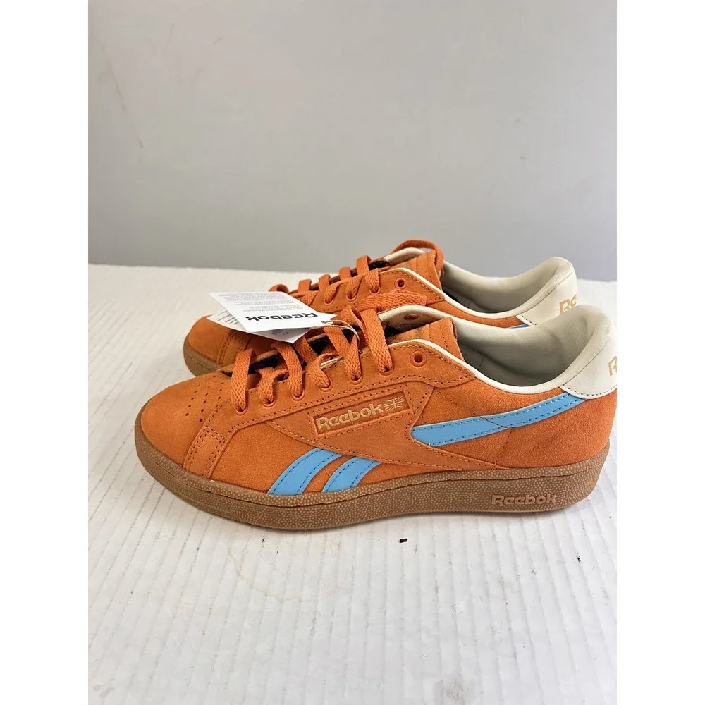 Reebok Club C 85 Mens Burnt Orange Light Blue Suede‎ Sneakers 7 Retro Skater Low